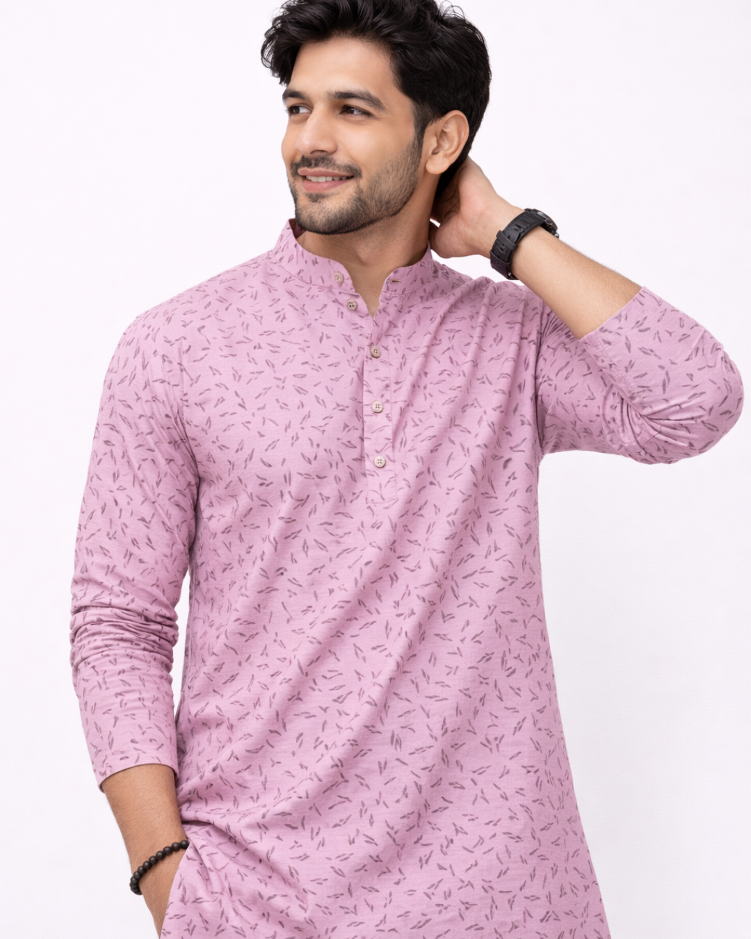 Blush Pink Micro Leaf Premium Cotton Fabric