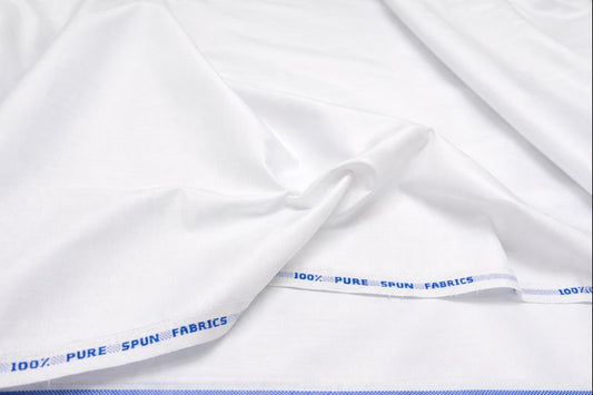 White 100% Pure Spun Fabrics for Shirts and Kurtas