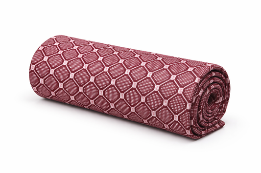 Maroon Honeycomb Geometric Print Premium Cotton Fabric