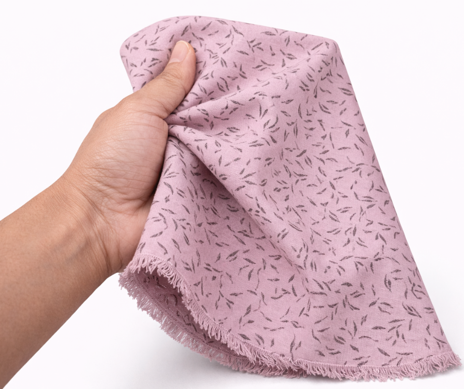 Blush Pink Micro Leaf Premium Cotton Fabric