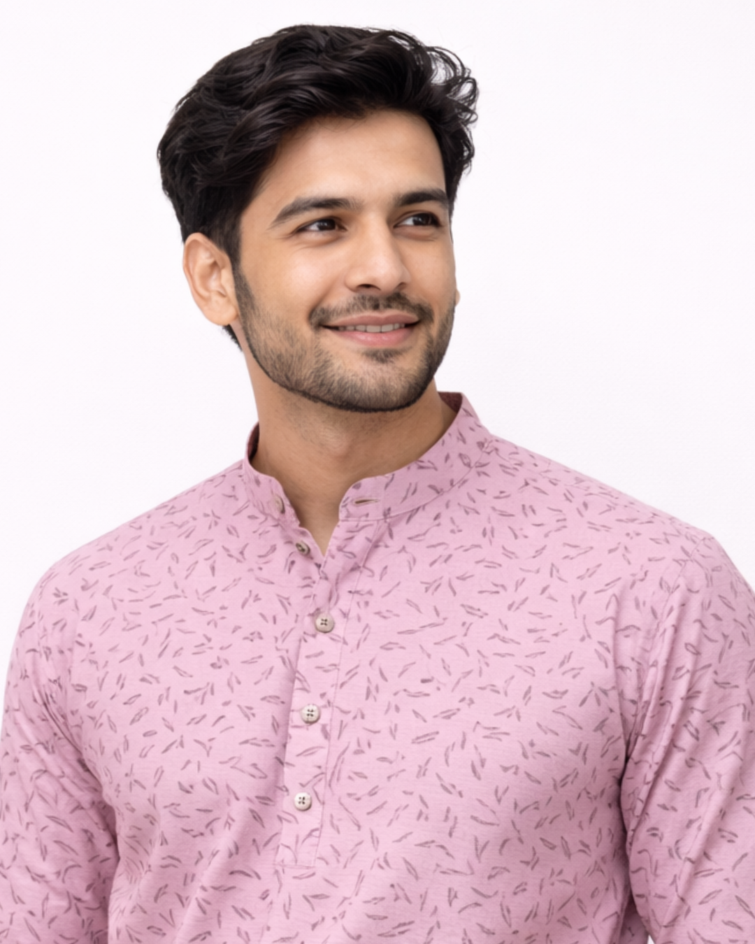 Blush Pink Micro Leaf Premium Cotton Fabric