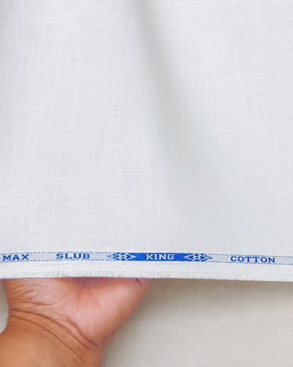Max Slub (KING) 100% Pure Cotton White Fabric