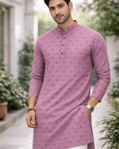 Mauve Micro Buti Geometric Cotton Fabric