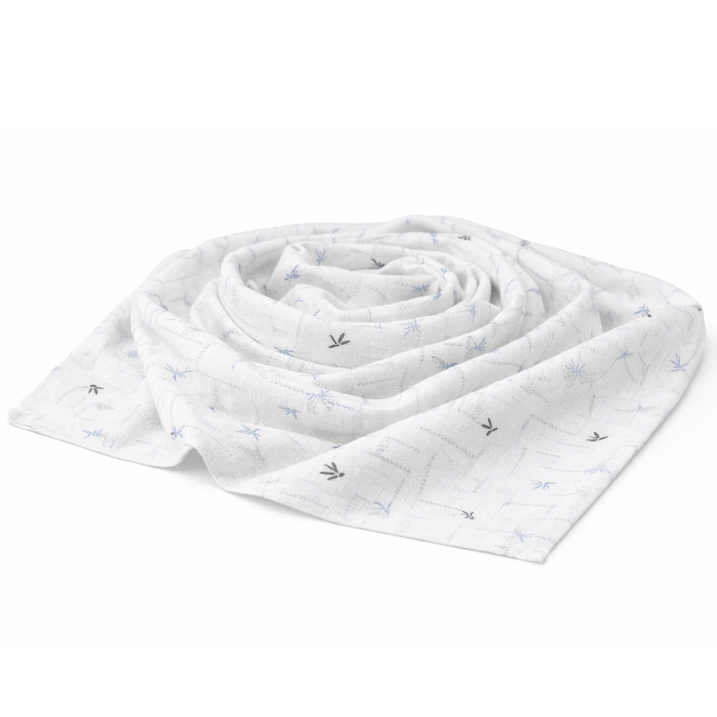 Scattered Leaf Linen Blend Print Fabric