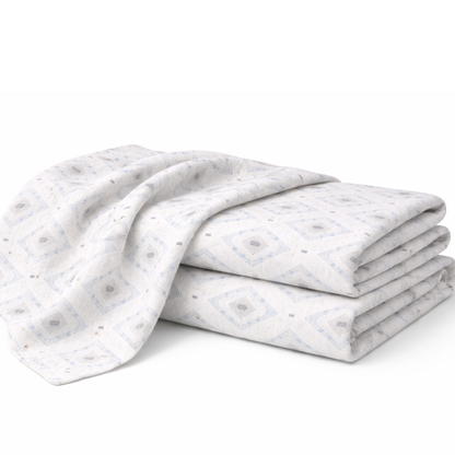 Diamond Ikat Print Linen blend Fabric