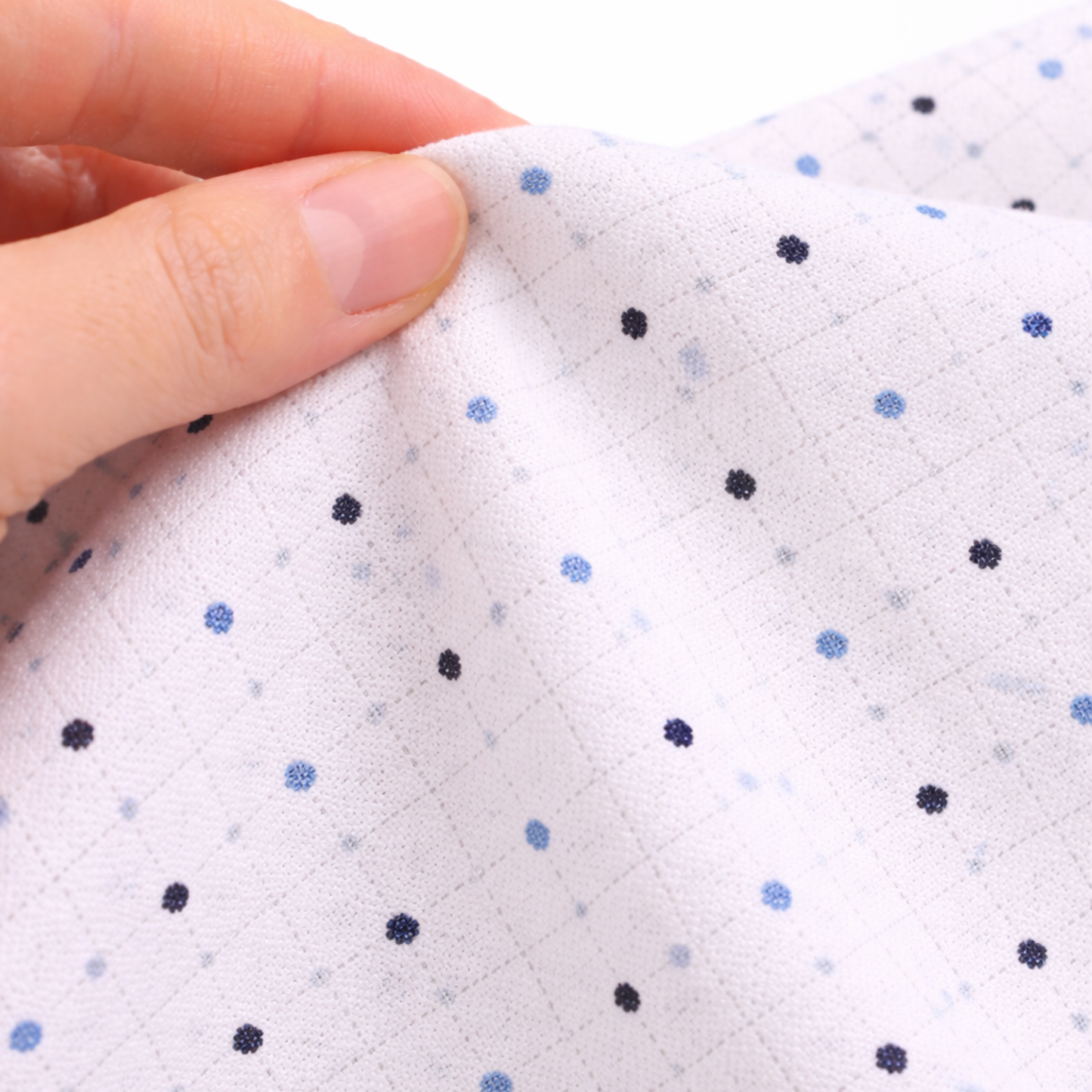 Polka Dot with Micro Check Base Delight Print Fabric for Shirts