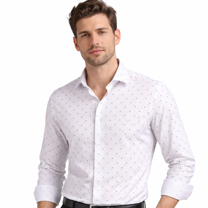 Polka Dot with Micro Check Base Delight Print Fabric for Shirts
