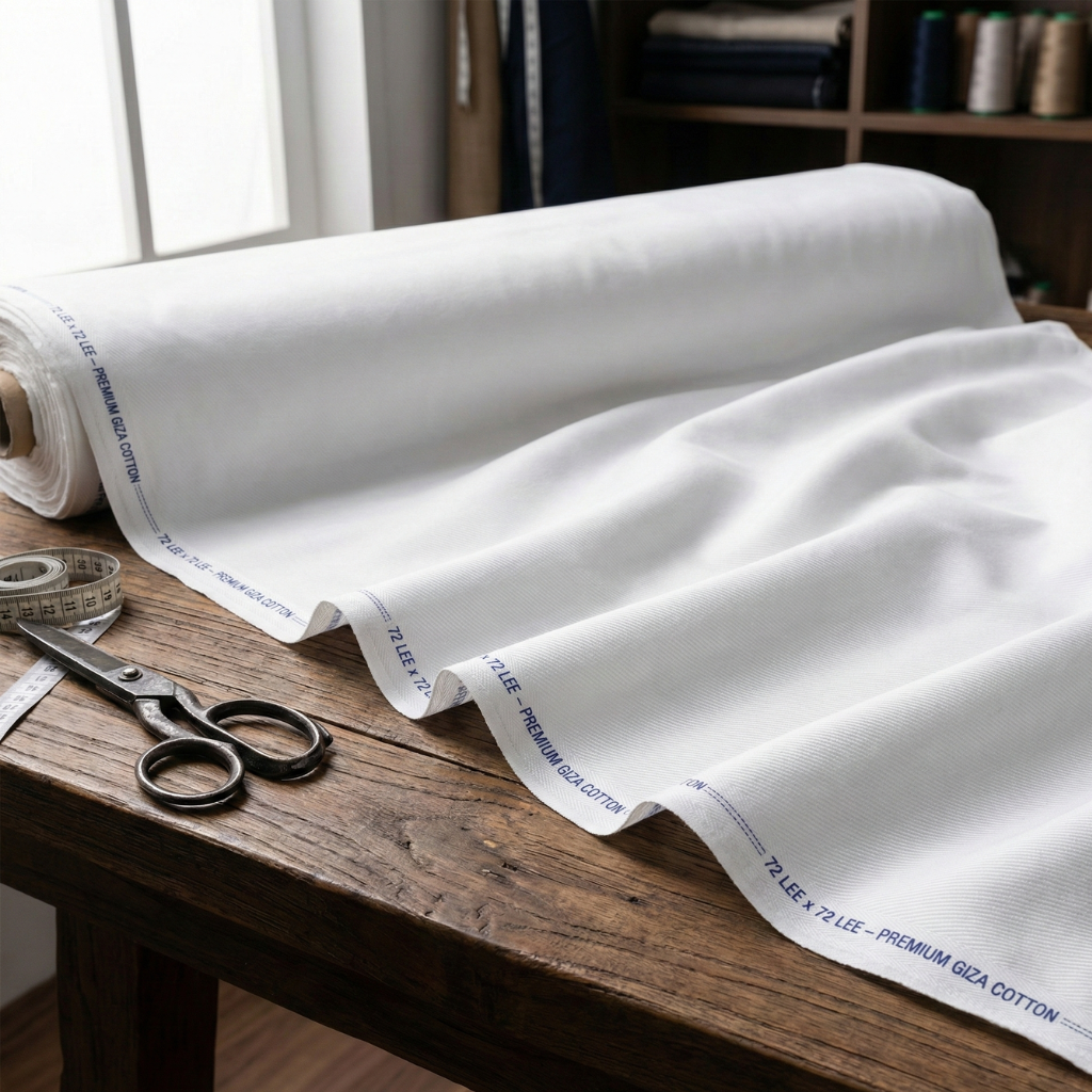 72 Lee x 72 Lee Premium Giza Cotton White Fabric — for Shirts & Kurtas