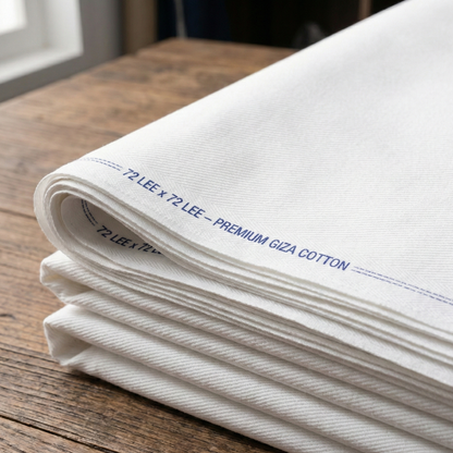 72 Lee x 72 Lee Premium Giza Cotton White Fabric — for Shirts & Kurtas