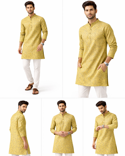 Classic Printed Starch Cotton  – Luxury Shirt & Kurta Fabric