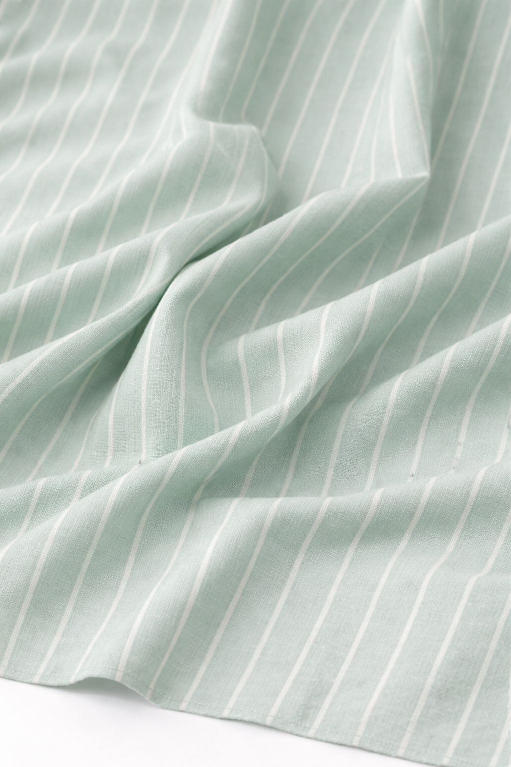 Mint Green Vertical Pin Stripe Cotton Fabric