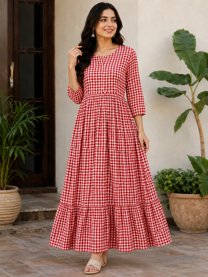 100% Cotton Seersucker (Gingham Checks) Soft Fabric for women