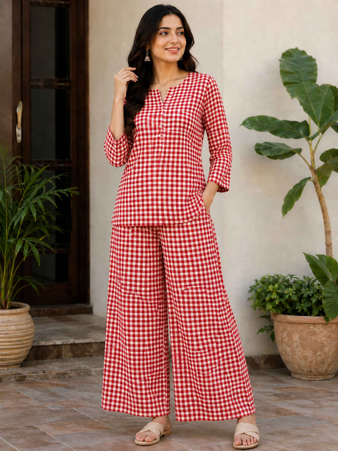 100% Cotton Seersucker (Gingham Checks) Soft Fabric for women