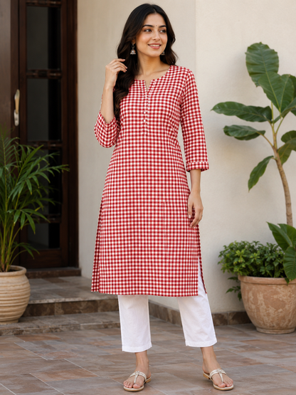 100% Cotton Seersucker (Gingham Checks) Soft Fabric for women