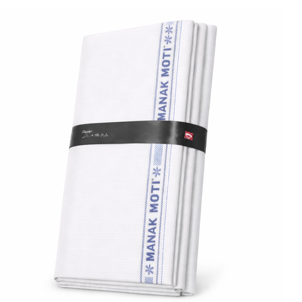 Manak Moti White Fabric — for Shirts & Kurtas