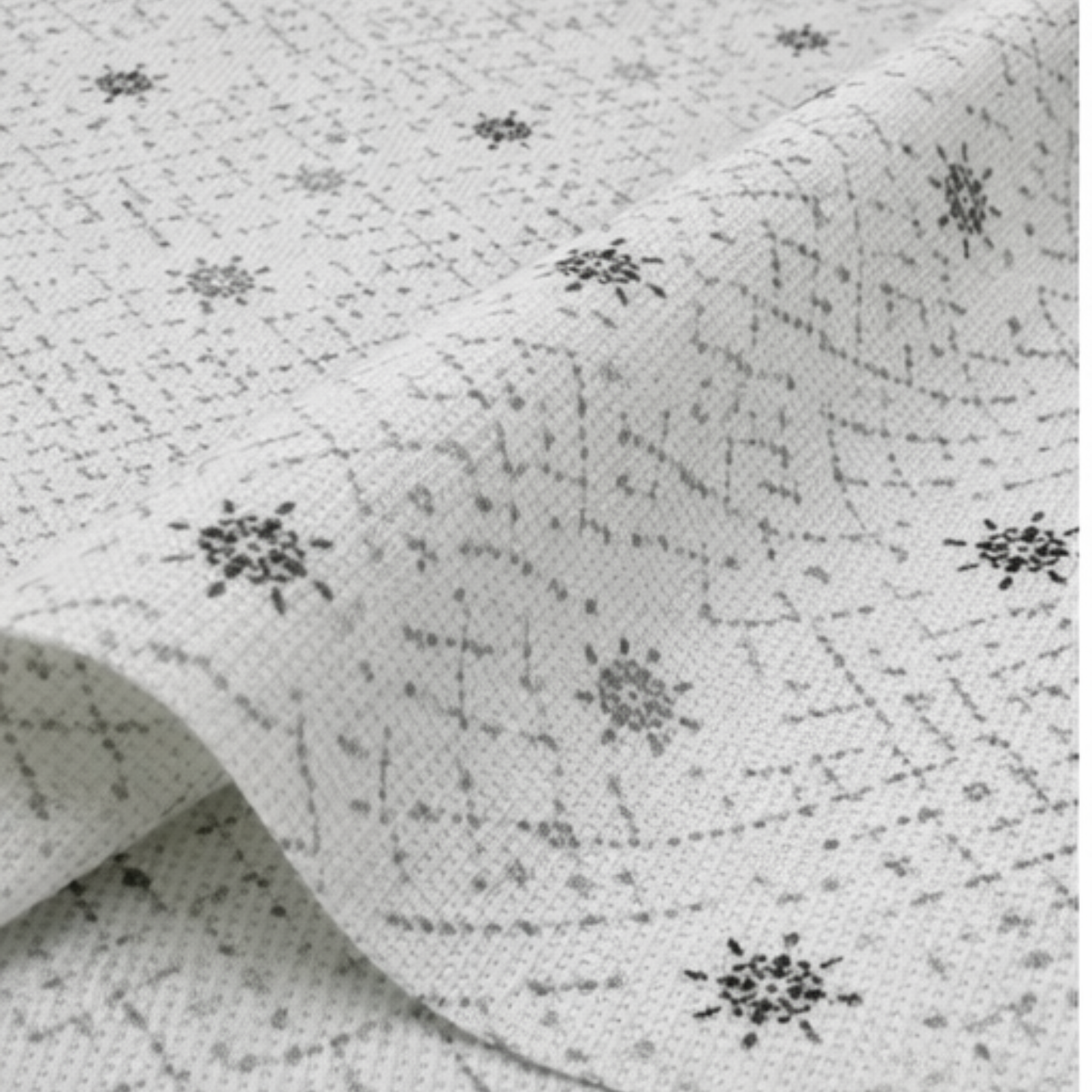 Abstract Floral Buti with Dotted Swirl Pattern Delight Print  Fabric for Shirts