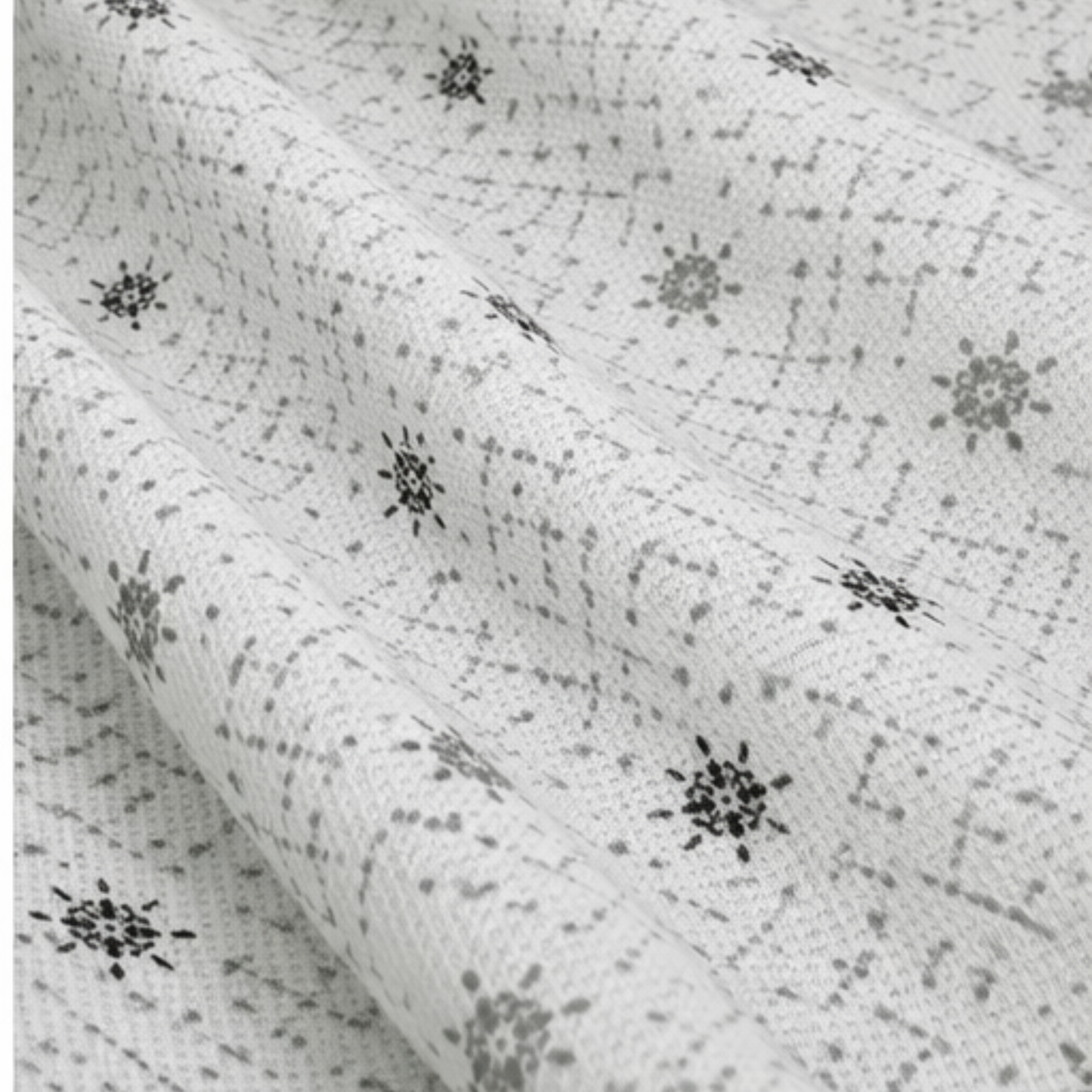 Abstract Floral Buti with Dotted Swirl Pattern Delight Print  Fabric for Shirts