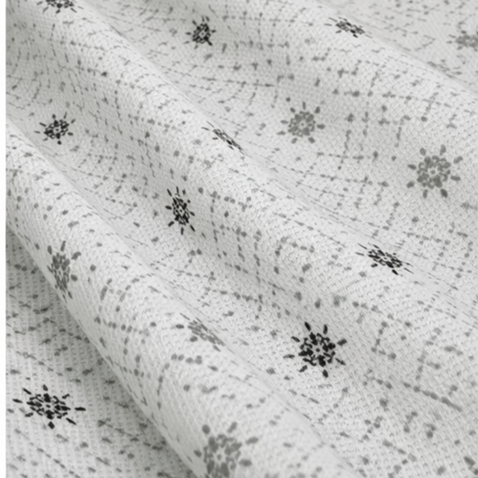 Abstract Floral Buti with Dotted Swirl Pattern Delight Print  Fabric for Shirts