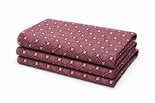 Maroon Honeycomb Geometric Print Premium Cotton Fabric