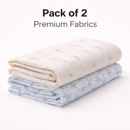 Combo Pack Of 2- Dobby Self Design & Brush Stroke Delight Print Fabric