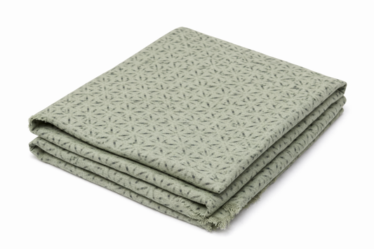 Sage Green Geometric Star Print Premium Cotton Fabric- For Shirts & Kurtas