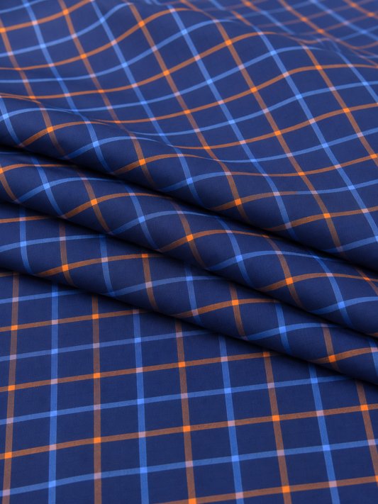 100% Cotton Windowpane Checks Soft Fabric